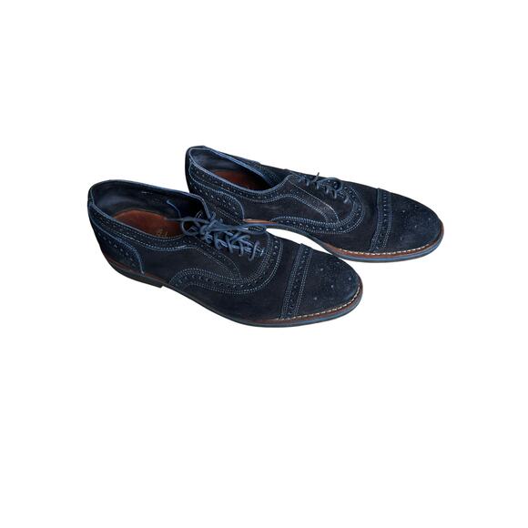 Allen Edmonds Strandmok Cap-Toe Oxfords 10 D Navy Blue Suede Made in USA - Picture 1 of 11